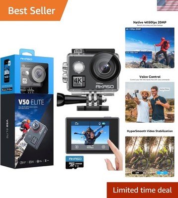 V50 Elite 4K60fps Action Camera with 256GB MicroSDXC U3 Memory Card Accessori...