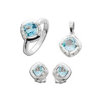 Blautopas Schmuck Set Silber 925 Blaue Natur Edelsteine 16