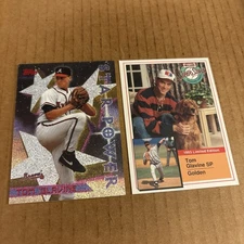 TOM GLAVINE 1993 Milk Bone Limited Edition #2 & 1996 Topps STAR POWER #6 (c7)