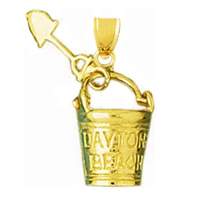 14K massives Gold 3D Daytona Eimer und Schaufel Charm