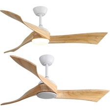 Modern Solid Wood Ceiling Fan with Remote Reversible DC Motor fr Bedroom Patio