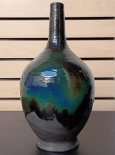 Large important 20's Art Pottery Pewabic Detroit Drip Lava Glaze 11.5