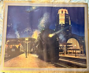 Original 1930's NEW YORK CENTRAL LINES Buffalo Central Terminal Poster