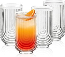 Vintage Glassware Arch Design Glass cups Set of 4 Fashioned Ripple Glassware
