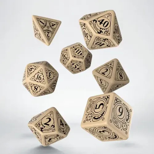 Steampunk Beige & black Dice Set (7) | Auslaufartikel | Steampunk-Dice