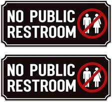 2PCS No Public Restroom Signs for Business, Self Adhesive Weatherproof Vinyl Sor