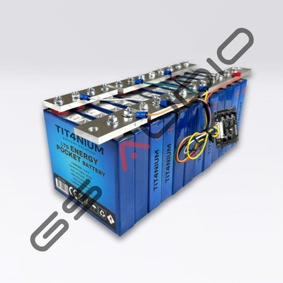LTO TITANIUM 14.4V 40Ah Battery - 12 Cells with BMS and Bars - 27x12x11cm