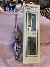 Vintage Romanian Glass Christmas Classics Tree Topper - Purple Indent Hand Paint