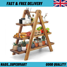 3Tier Serving Set Platters Wooden Three Tiered Serving Trays Party Food Tray Set