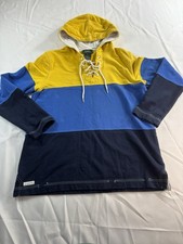 Lauren Ralph Lauren Colorblock Hoodie Yellow Blue Navy Hooded Drawstring M
