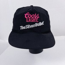 Coors Light Hat Mens Vintage 80s Silver Bullet Nylon Snapback Cap Neon Beer