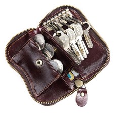 Retro Genuine Leather Wallet Purse Bag Case Holder Key ring Pouch Bag Safe Bag M