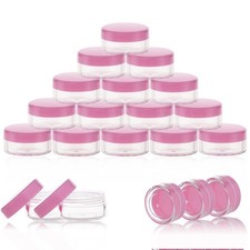 20 PCS 10 Gram Sample Cosmetic Containers Refillable Empty Jars Pink Lids