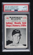 1961 Nu-Cards Baseball Scoops Woodie Held #405 PSA 8 06mi