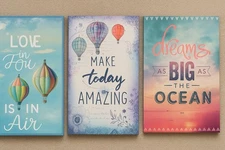 Set of 3 Inspirational Wall Art Prints – Hot Air Balloon & Ocean Sunset Quotes