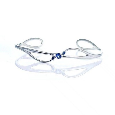 Topas Armreif Sterling Silber Trilogie London blau behandelt natürliche Edelsteine