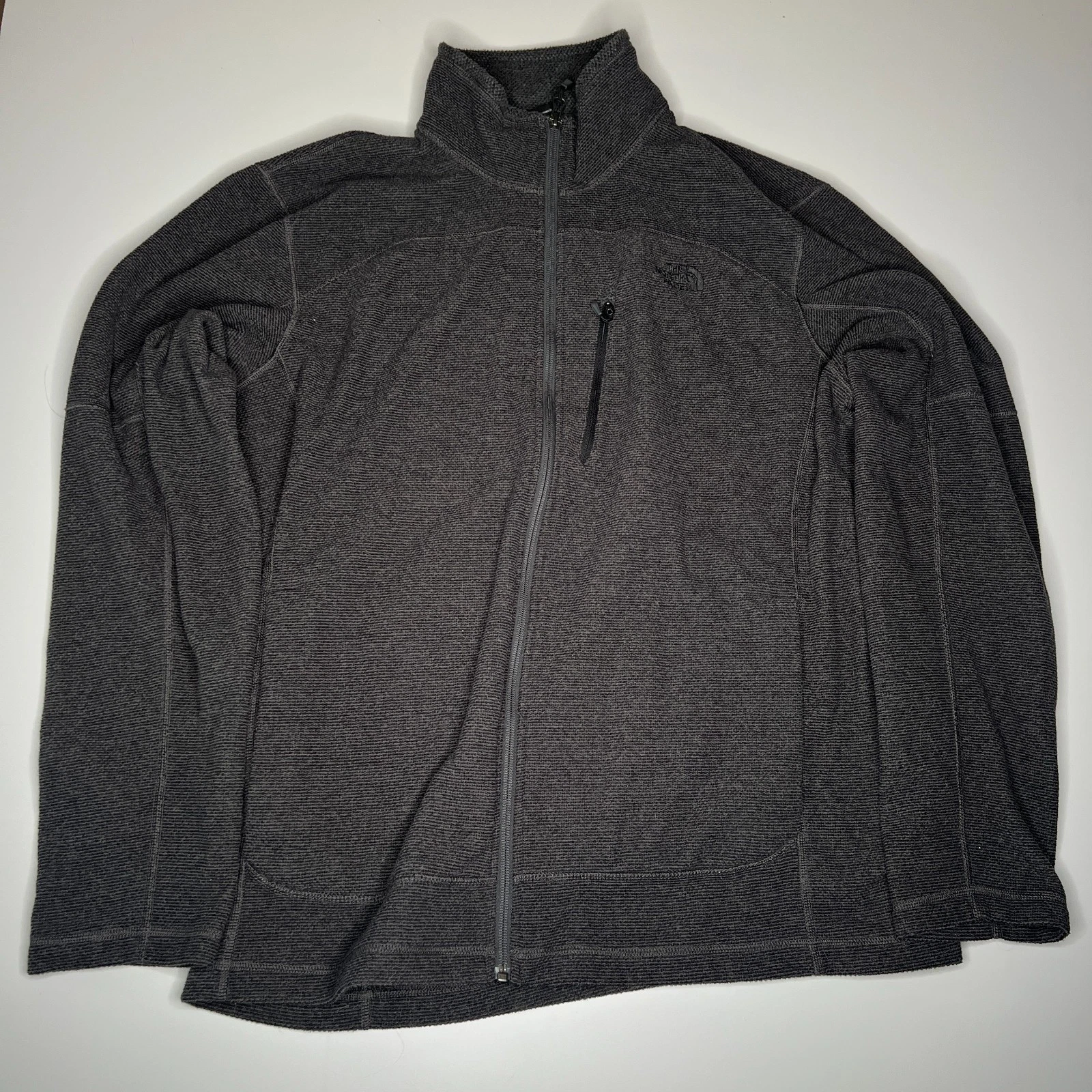 The North Face Men’s Full Zip Fleece Jacket Gray XL Outdoor Hiking Layer Warm