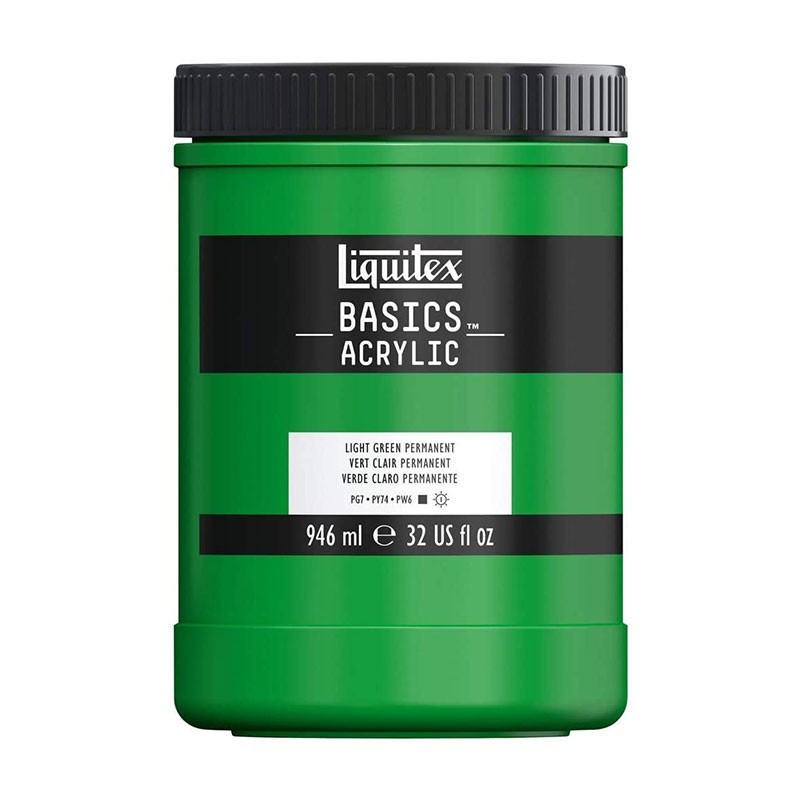 Peinture acrylique vert clair permanent Liquitex Basics 312 pot beaux arts