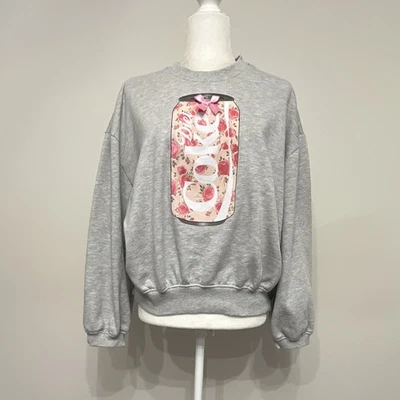 Diet Coke Sweatshirt mit rosa Schleife, geblümtes Coca Cola Sweatshirt, Größe S - Bild 1 von 4