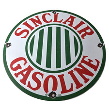 Vintage Sinclair Gasoline Porcelain - Service Station Gas Pump Plate Sign