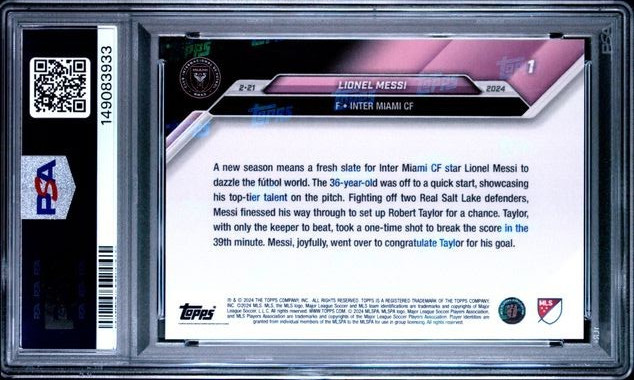 2024 TOPPS NOW MLS Lionel Messi #1 Inter Miami Graded PSA 10 GEM MINT view 2