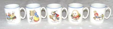 Lord Nelson Pottery Vintage Alphabet Nursery Rhyme Cups - Set of Five different
