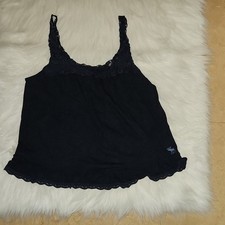 Abercrombie & Fitch Blue Solid Lace Accent Camisole Tank Top Women’s M