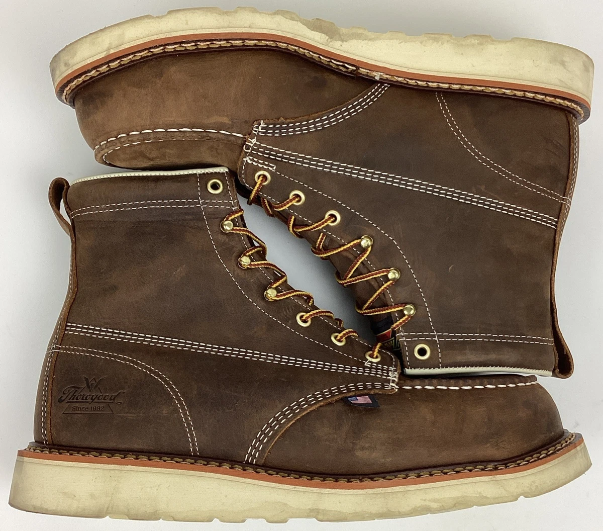 THOROGOOD 814-4203 6″ TRAIL CRAZY HORSE SOFT TOE MENS WORK BOOTS SIZE 9.5D 2E Amazon.com | Thorogood American Heritage 6” Moc Toe Work  main image 2