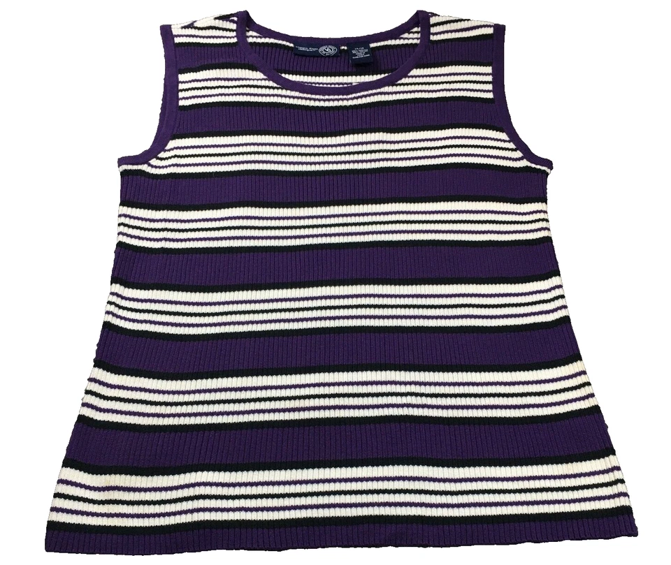 Lote de 2 Prendas para el torso Venezia Jeans Mujer Sin Mangas Tejido Talla 14/16 Rayas Acanaladas Nuevas con Etiquetas Foto 2 de 4