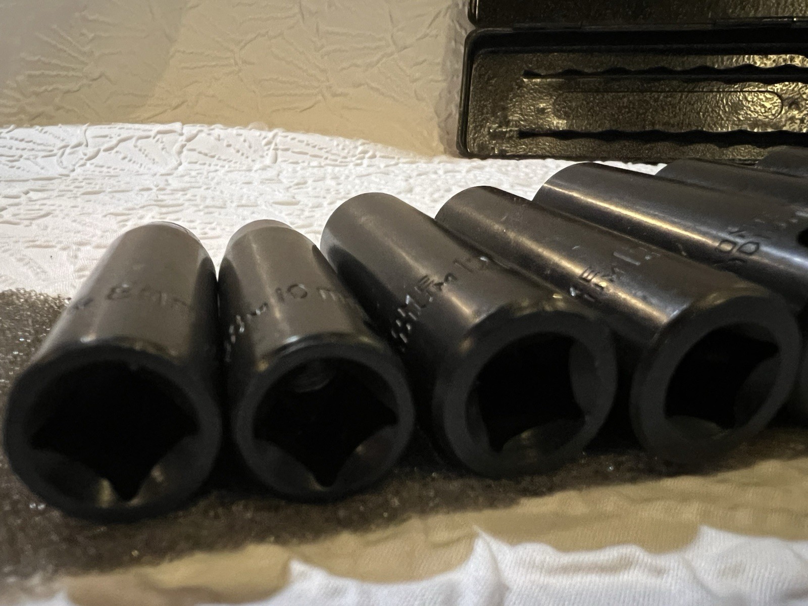 TL1027 Campbell Hausfeld 3/8 Drive Deep Well Metric Socket Set Old Stock Taiwan 