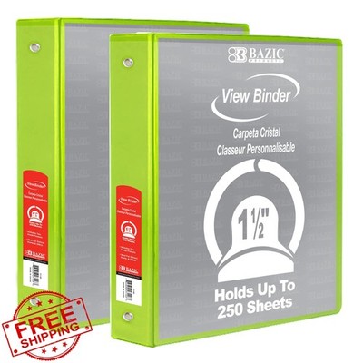 BAZIC PRODUCTS Binder 1.5'' Lime Green 2-Pack