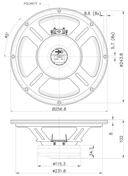 Faital PRO 10FE200 4 Ohm - Woofer 10" per Hi-Fi e Home Cinema - 4