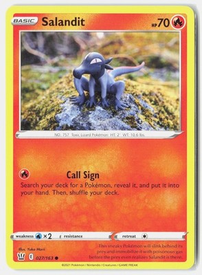 Salandit Common Normal SWSH05: Battle Styles 027/163 NM Yuka Morii