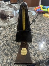 Vintage Seth Thomas Metronome De Maelzel Wood Pyramid Wind Up No Bottom