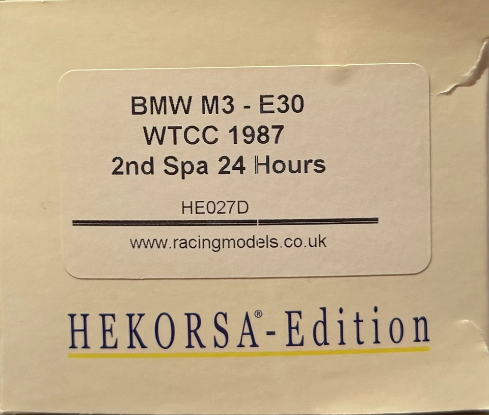 HEKORSA IXO 1/43 HE027D BMW M3 E30 #43 24h Spa 1987 Grouillard Perez-Sala Vogt - Photo 3/4