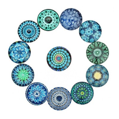  20 Stück bunte runde Glasaufkleber DIY Muster Schmuck Zubehör Teile für Frau