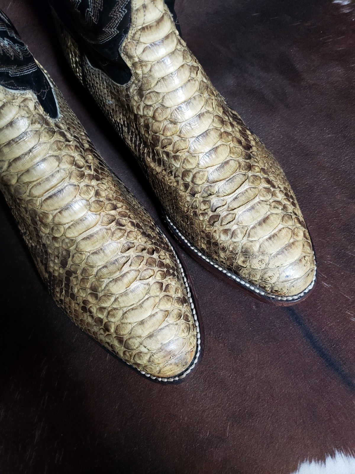 Dan Post Vintage Natural Python Snake Western Cow… - image 9