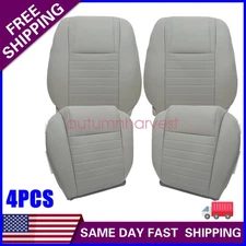 Driver & Passenger Perf Leather Seat Cover Gray For 2008 2009 Ford Mustang GT