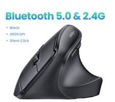 Bluetooth Ergonomic Mouse - Black- 2.4GHz wireless/ Bluetooth