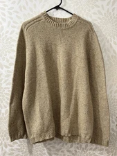 Field Gear FG Men’s XXL 2X Beige Tan Wool Blend Crewneck Pullover Sweater