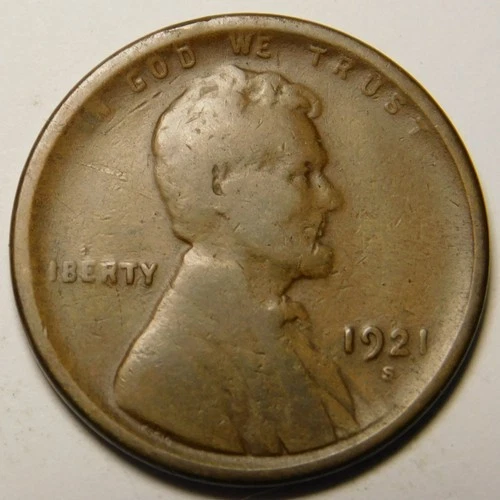 1921 S Lincoln Wheat Cent Penny G-VG  "Actual Coin Pictured"