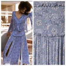 Spell & The Gypsy Celestial Legs Light Blue Stars Maxi Skirt M 👇check BNWT