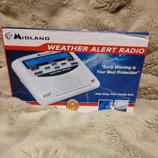NIB Midland WR-120 Emergency Weather Alert Radio  Alarm Clock White - NEW