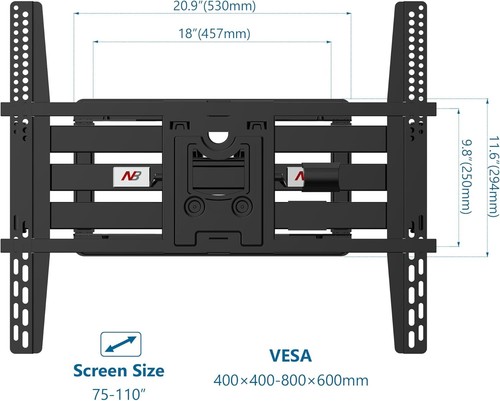 NB North Bayou Heavy Duty Wall Mount for Most 75”-110 inch TVs, Holds Up to 91 k - Picture 5 of 7