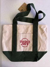 TRADER JOE'S Limited Edition Mini CANVAS TOTE BAG NEW WITH TAGS GREEN