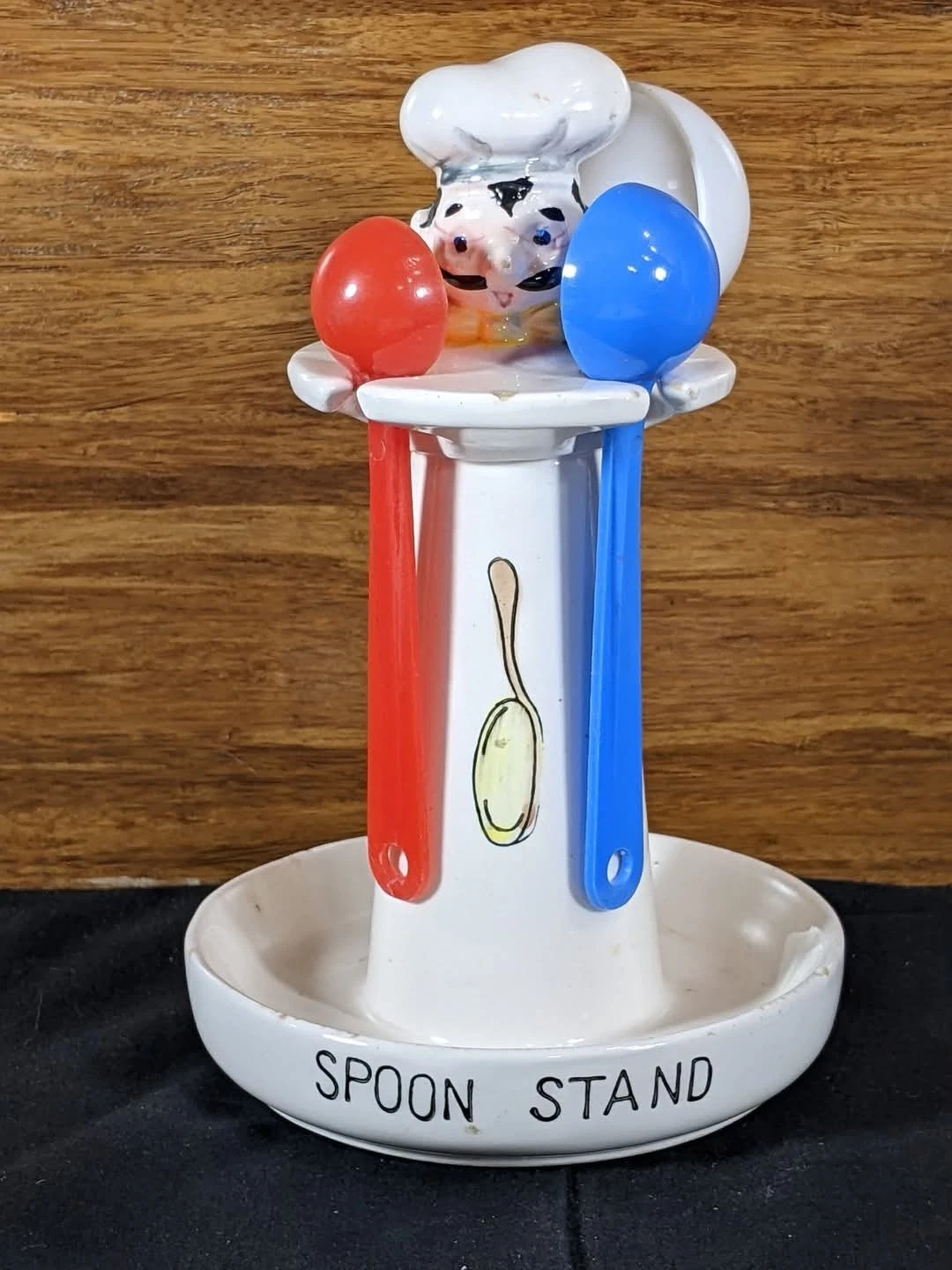 Vintage Mid Century Kitchen Measuring spoons with holder