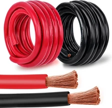 2 Gauge Battery Cable Copper Wire, 5FT Red+5FT Black 2 AWG Welding Cable Standar