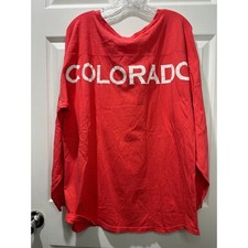Duck Comp Oversized Colorado Breckenridge Graphic Long Sleeve Women's Large Red