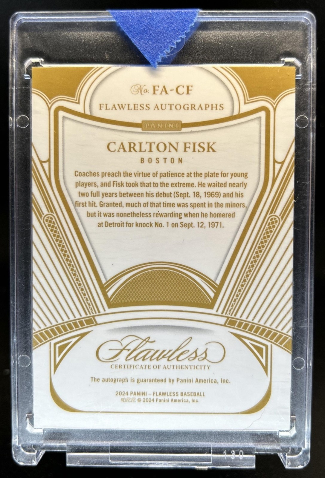 2024 Panini Flawless Carlton Fisk Auto Autograph #/15 Red Sox view 2