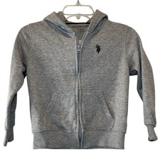 US Polo Assn Boys Gray Full Zip Hoodie Sweatshirt Size S 6-7 Casual